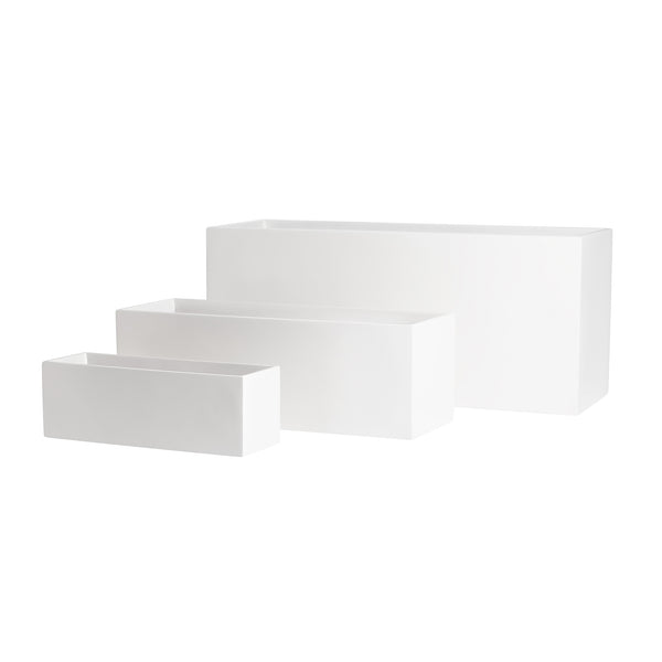 Buhbo Modern Steel Trough Rettangle Planter 16 pollici, bianco Buhbo Modern Steel Trough Rettangle Planter 16 pollici, bianco