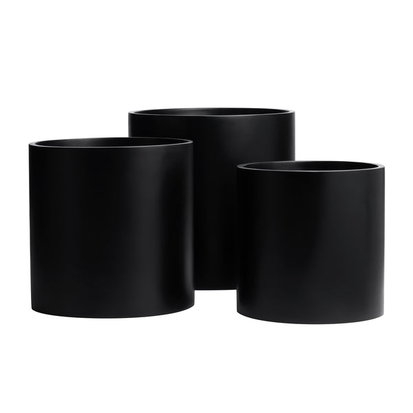 black cylinder planter pot Root and Stock Brea Round Cylinder Planter