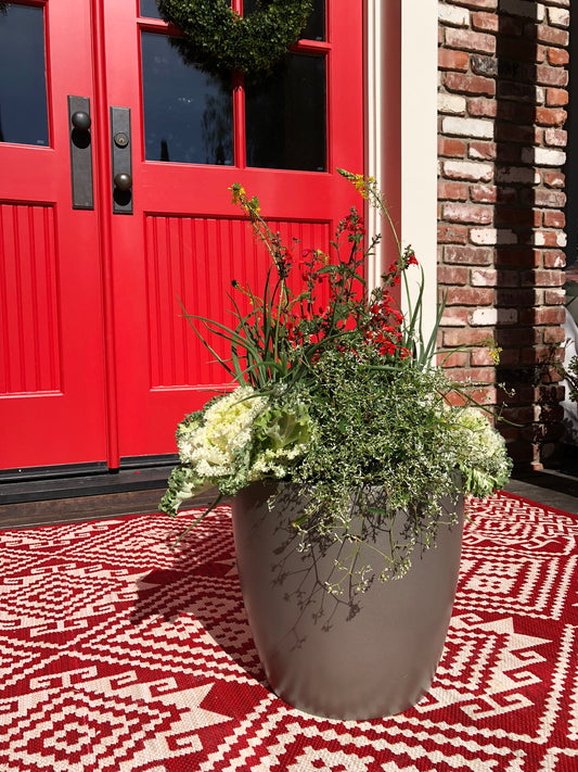 Grey Napa Round Cylinder Fiberglass Planter by Red Door