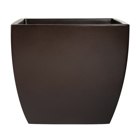 Brown Pacifica Square Curved Fiberglass Planter Box