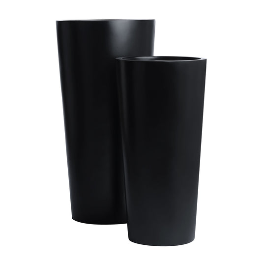 Black Sonoma Tall Cylinder Fiberglass Planter Set