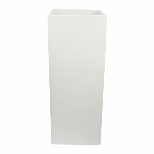 White Belvedere Tall Square Cube Fiberglass Planter Box