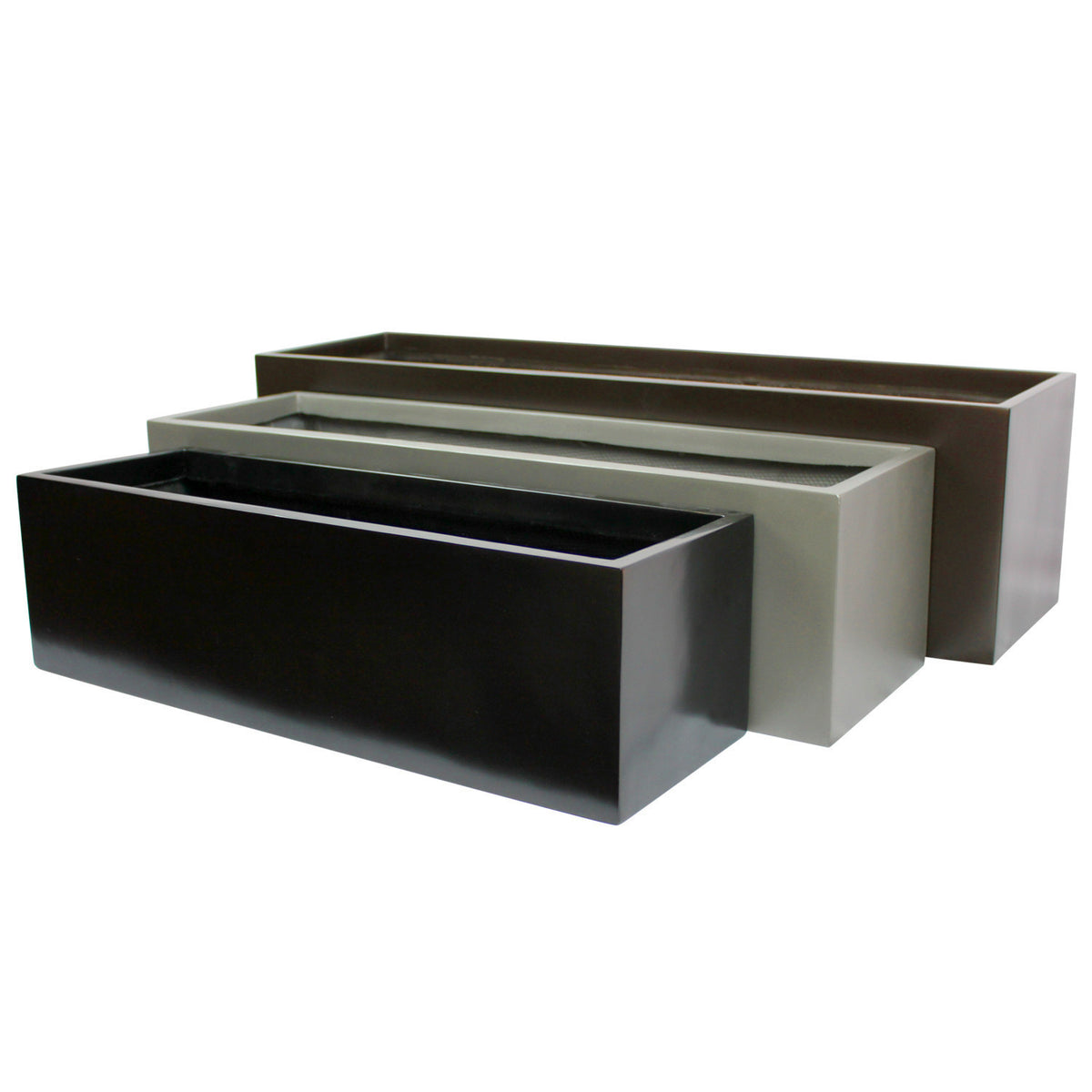 Belmont Rectangle Fiberglass Planter Box Set