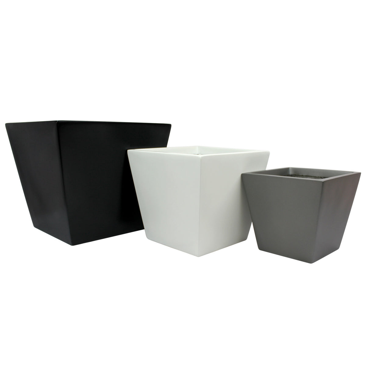 Saratoga Square Fiberglass Planter Box Set