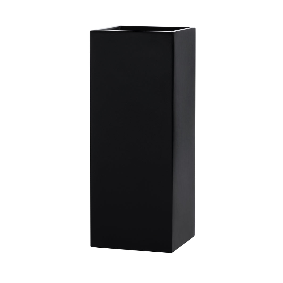 Black Belvedere Tall Square Cube Fiberglass Planter Box 