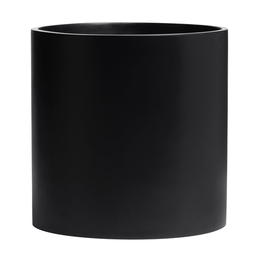 Black Brea Round Cylinder Fiberglass Planter 