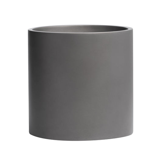 Grey Brea Round Cylinder Fiberglass Planter 