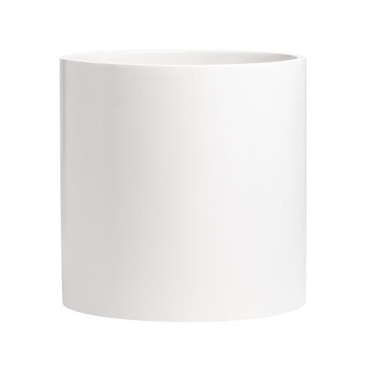 White Brea Round Cylinder Fiberglass Planter 