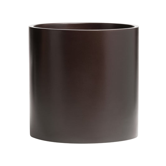 Brown Brea Round Cylinder Fiberglass Planter 