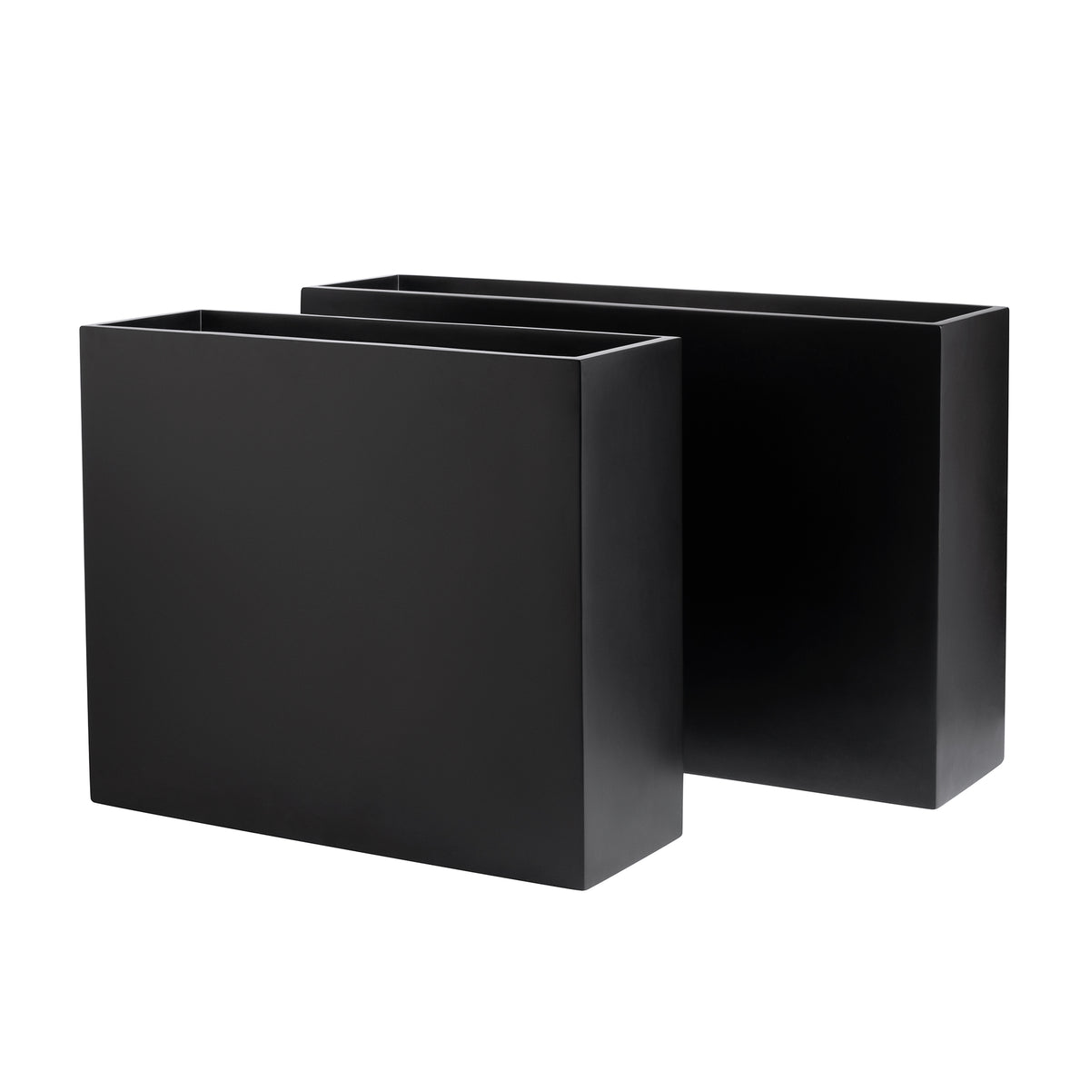 Black Calistoga Tall Rectangle Fiberglass Planter Box Set