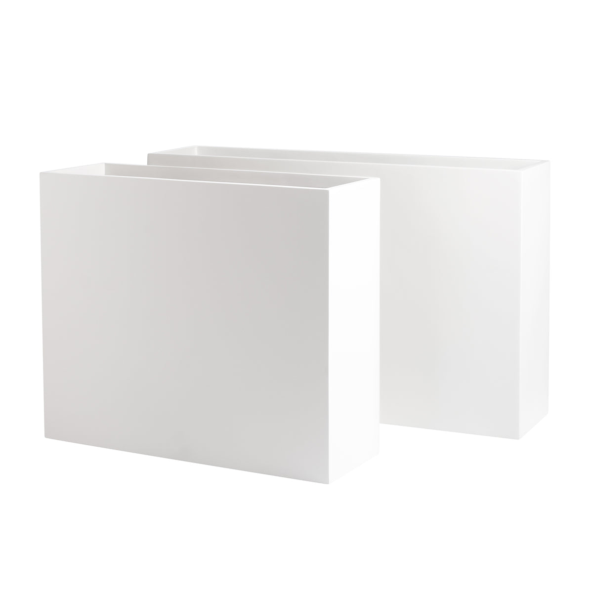 White Calistoga Tall Rectangle Fiberglass Planter Box 