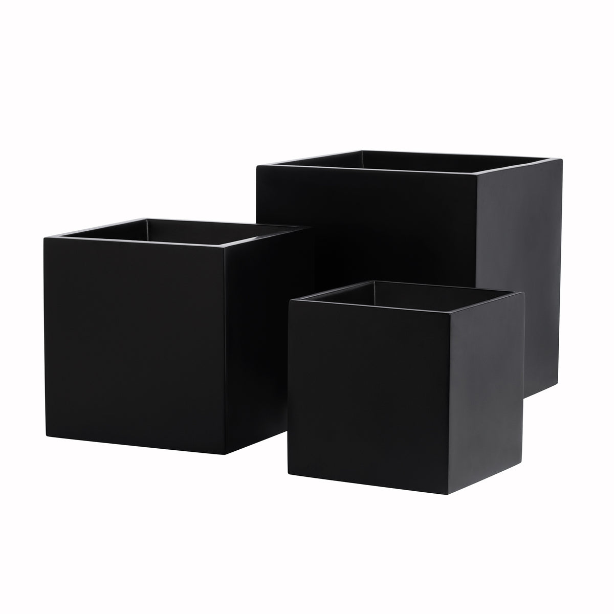 Black Dixon Square Cube Fiberglass Planter Box 