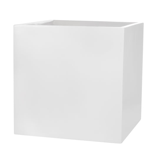 White Dixon Square Cube Fiberglass Planter Box 