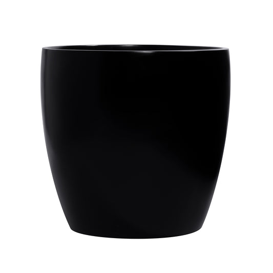 Black Napa Round Cylinder Fiberglass Planter 