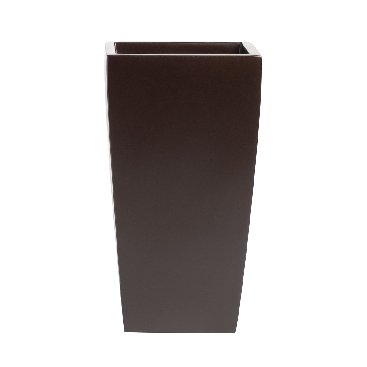 Brown Orinda Tall Square Curved Fiberglass Planter 