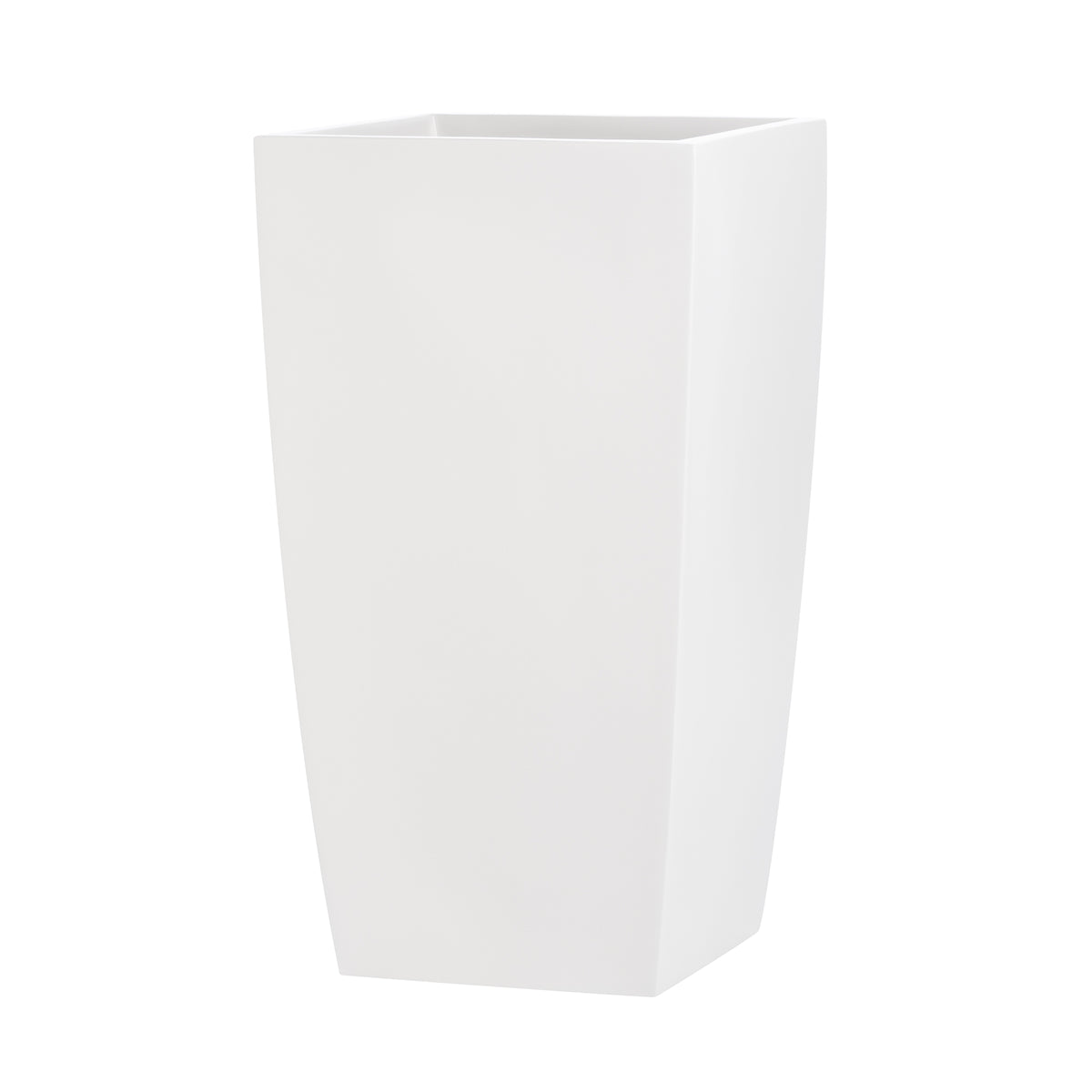 White Orinda Tall Square Curved Fiberglass Planter 