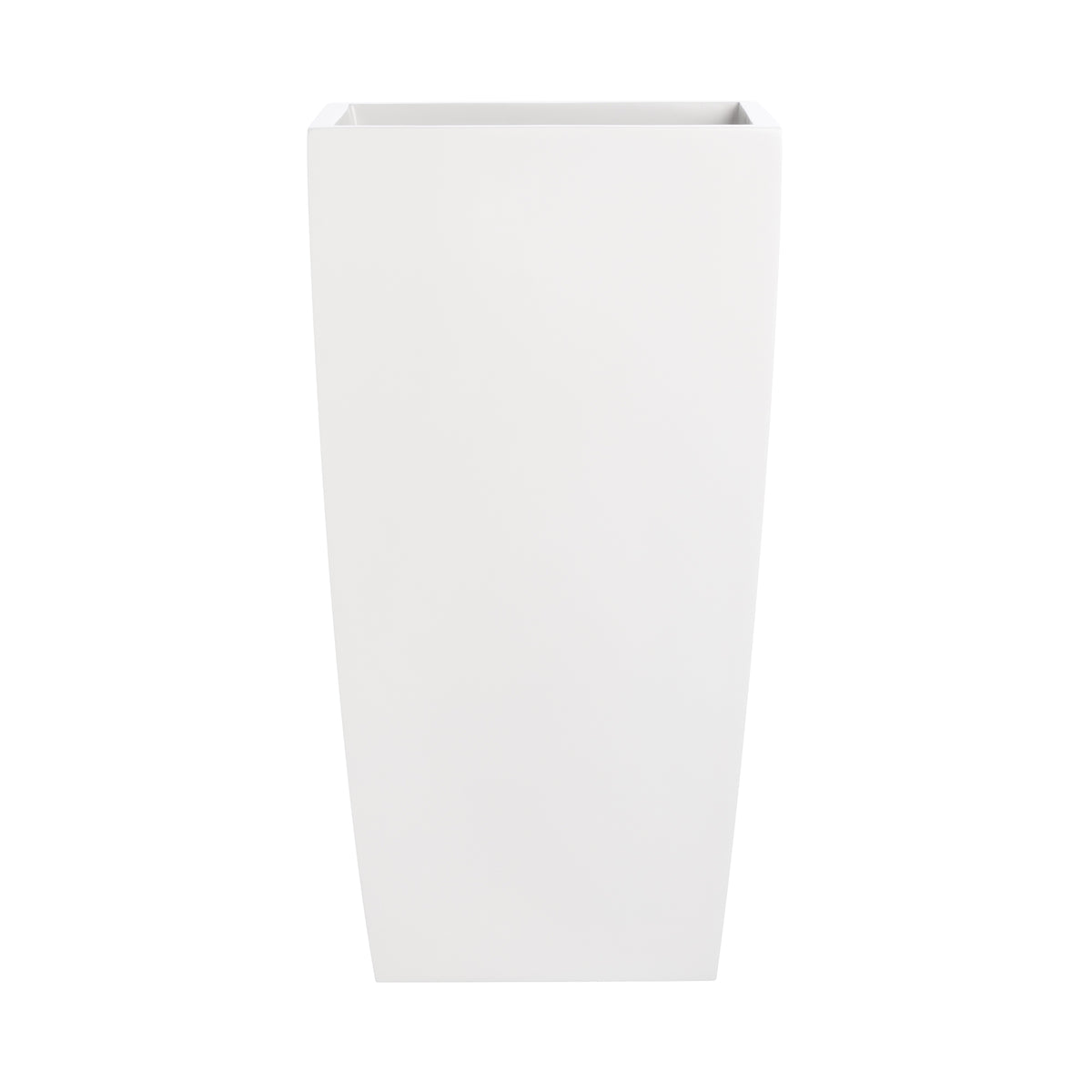 White Orinda Tall Square Curved Fiberglass Planter 