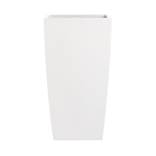 White Orinda Tall Square Curved Fiberglass Planter 