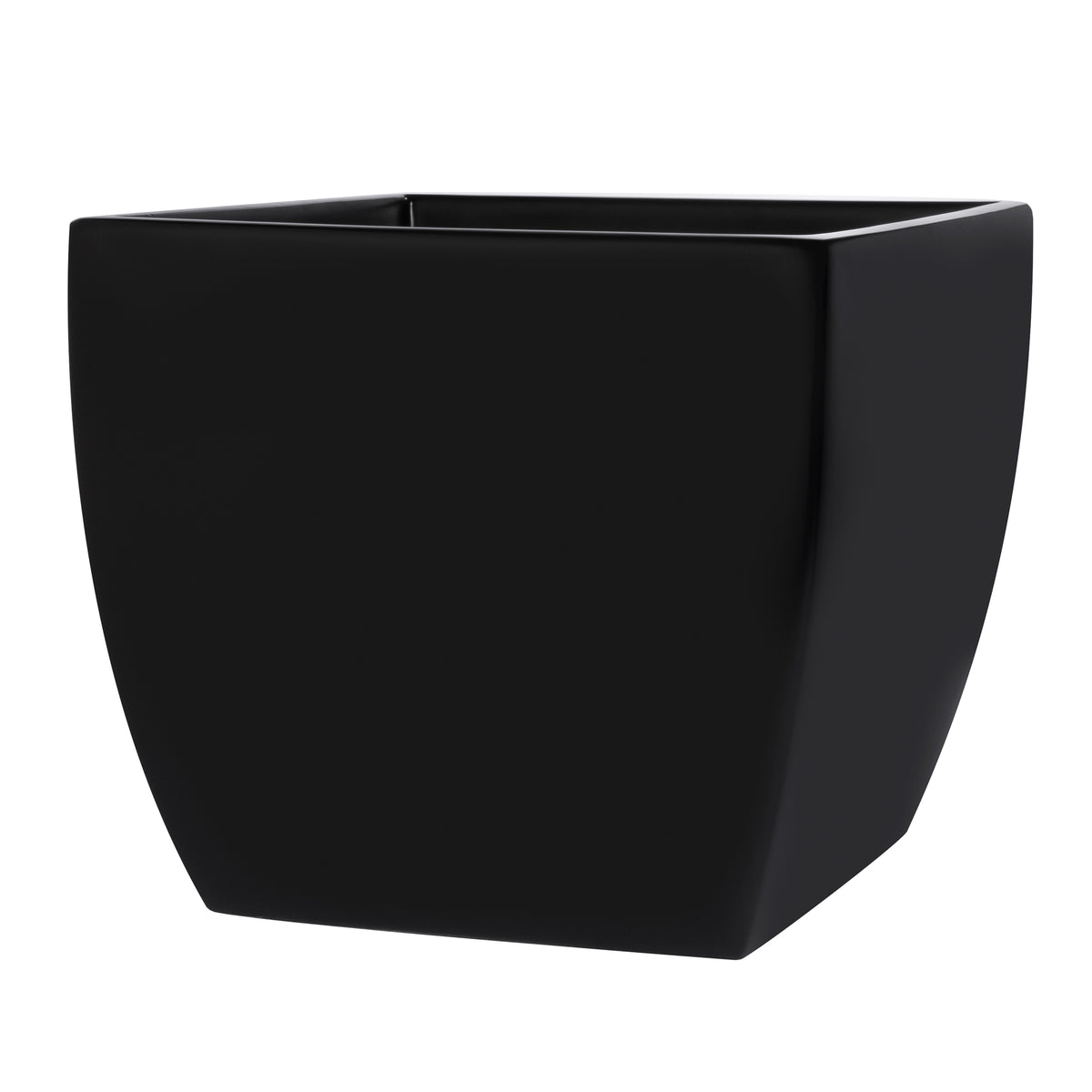 Black Pacifica Square Curved Fiberglass Planter Box 
