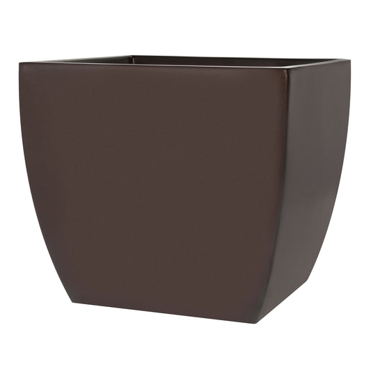 Brown Pacifica Square Curved Fiberglass Planter Box 