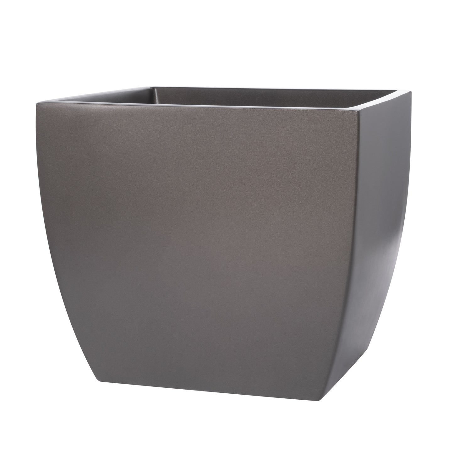 Grey Pacifica Square Curved Fiberglass Planter Box 