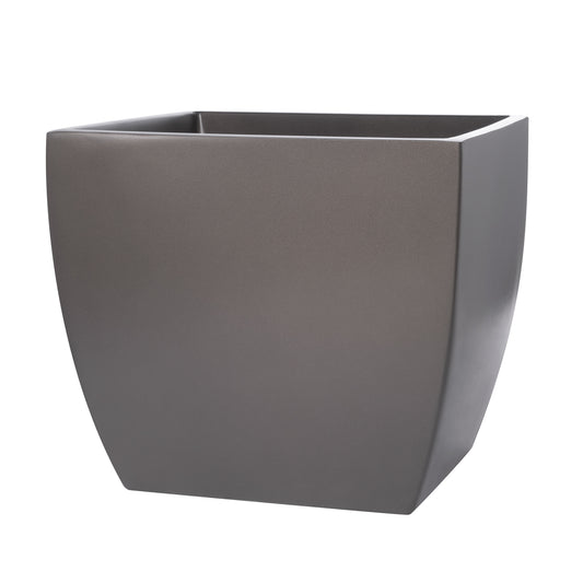 Grey Pacifica Square Curved Fiberglass Planter Box 