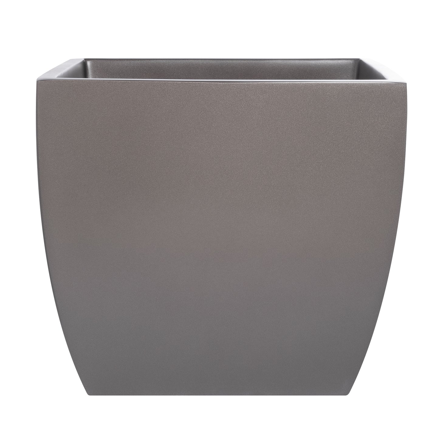 Grey Pacifica Square Curved Fiberglass Planter Box 