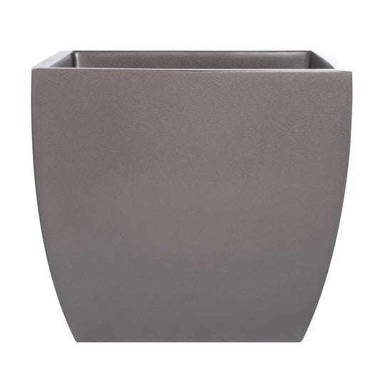 Grey Pacifica Square Curved Fiberglass Planter Box 