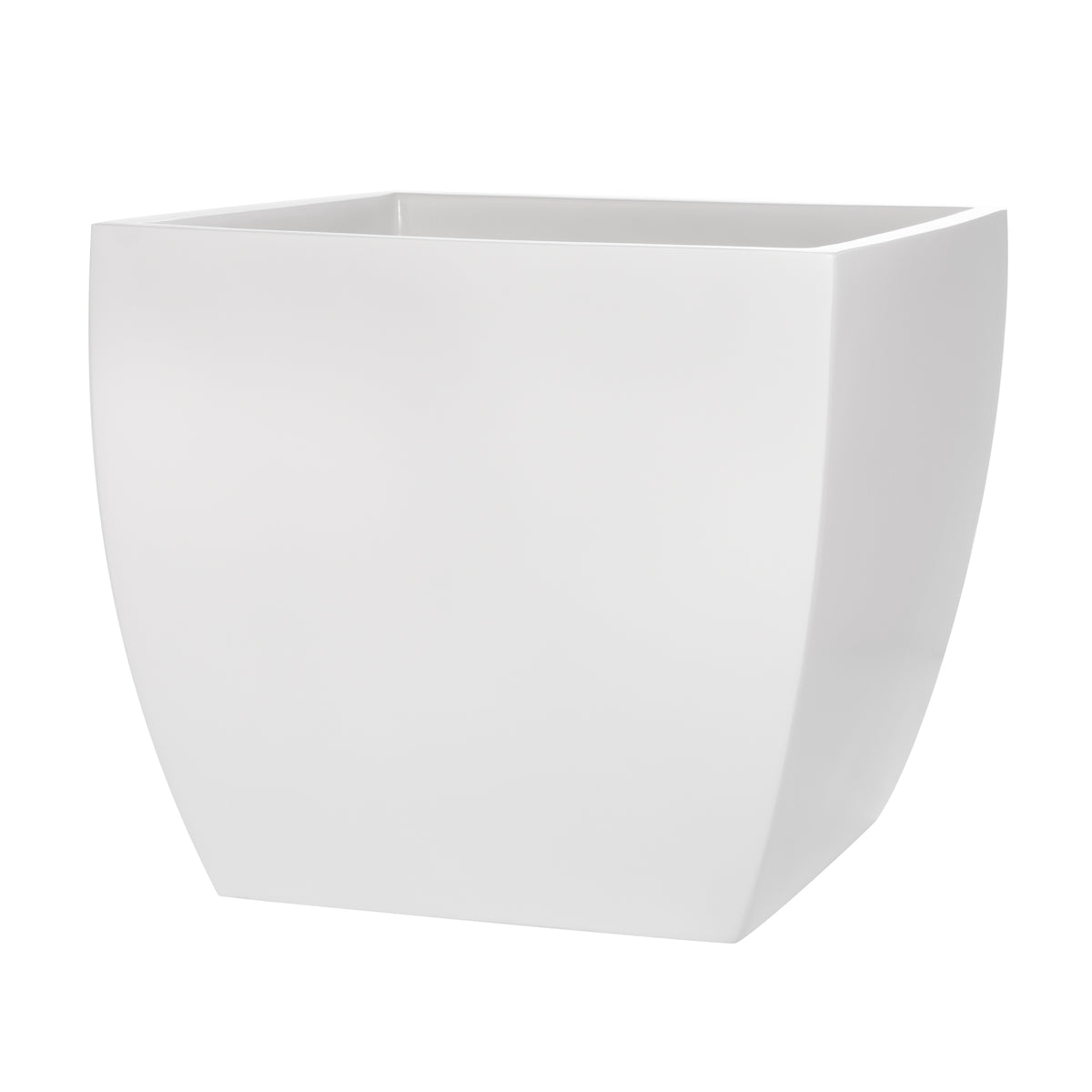 White Pacifica Square Curved Fiberglass Planter Box 