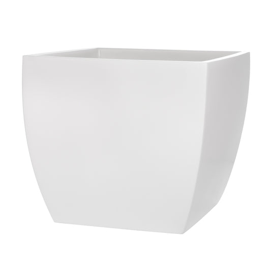 White Pacifica Square Curved Fiberglass Planter Box 