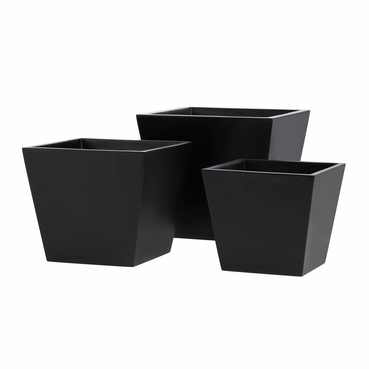 Black Saratoga Square Fiberglass Planter Box Set