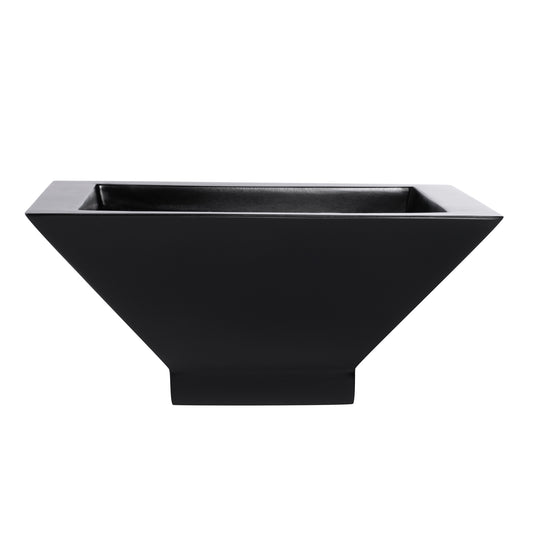 Black Sausalito Square Bowl Fiberglass Planter 