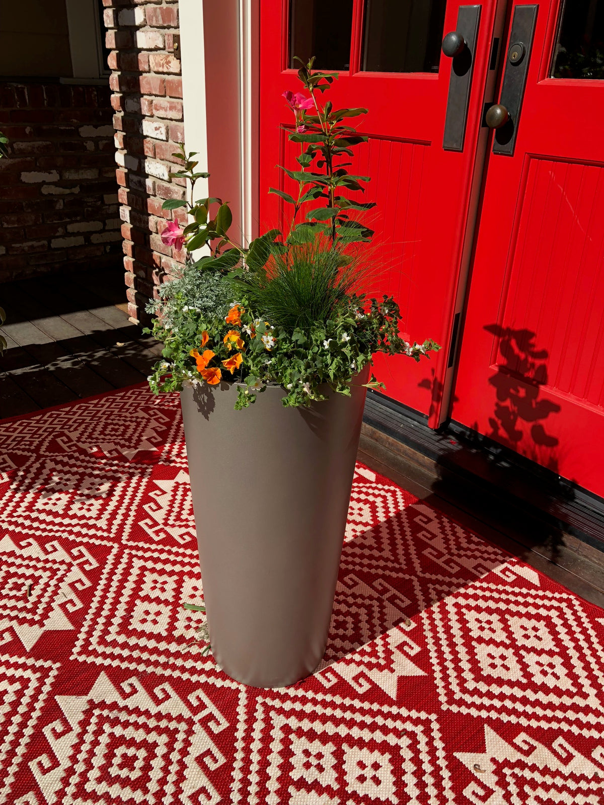 Grey Sonoma Tall Cylinder Fiberglass Planter Outdoor by Red Door