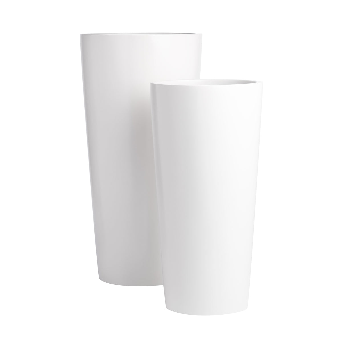White Sonoma Tall Cylinder Fiberglass Planter Set