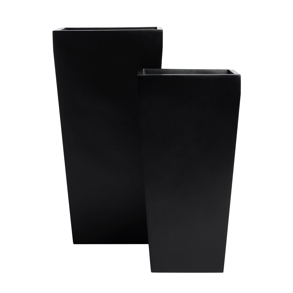 Black Windsor Tall Square Fiberglass Planter Set