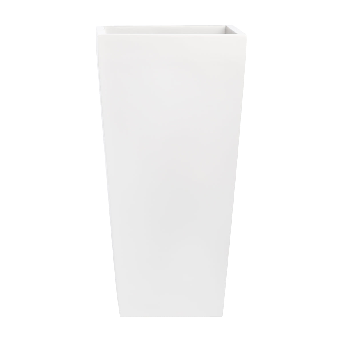 White Windsor Tall Square Fiberglass Planter 