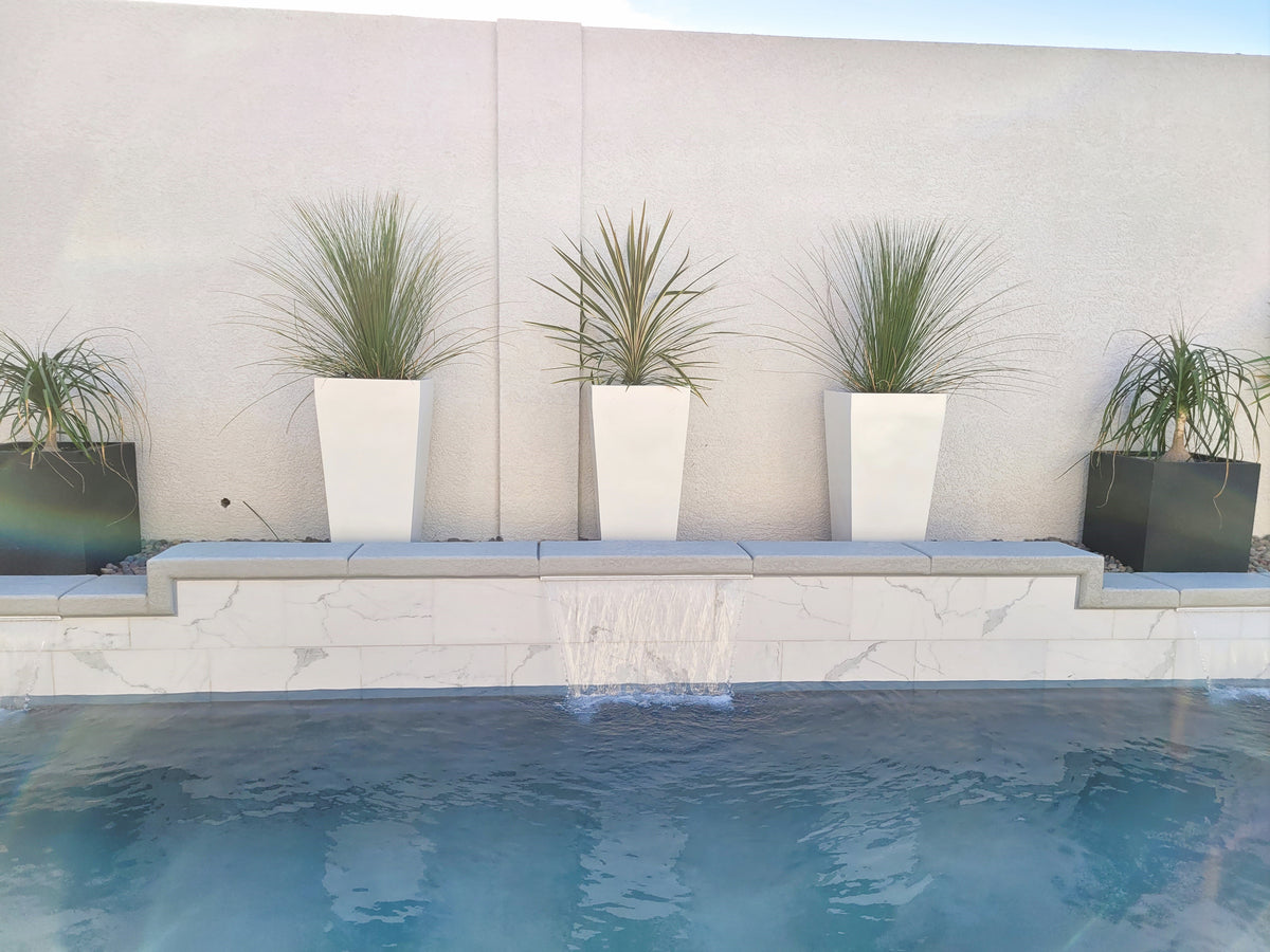 Windsor Tall Square Fiberglass Planter by Outdoor Pool