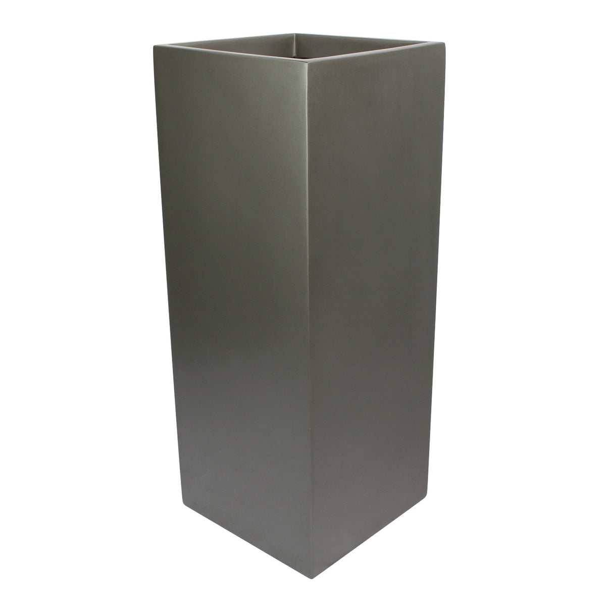 Grey Belvedere Tall Square Cube Fiberglass Planter Box 