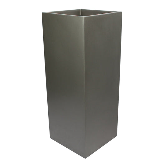 Grey Belvedere Tall Square Cube Fiberglass Planter Box 
