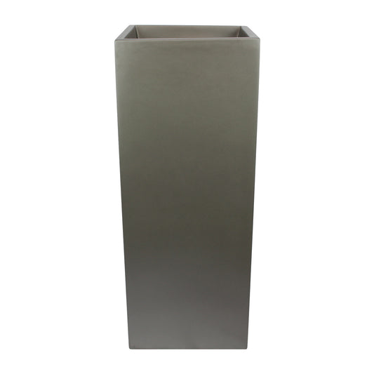Grey Belvedere Tall Square Cube Fiberglass Planter Box 
