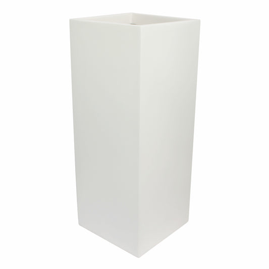 White Belvedere Tall Square Cube Fiberglass Planter Box 