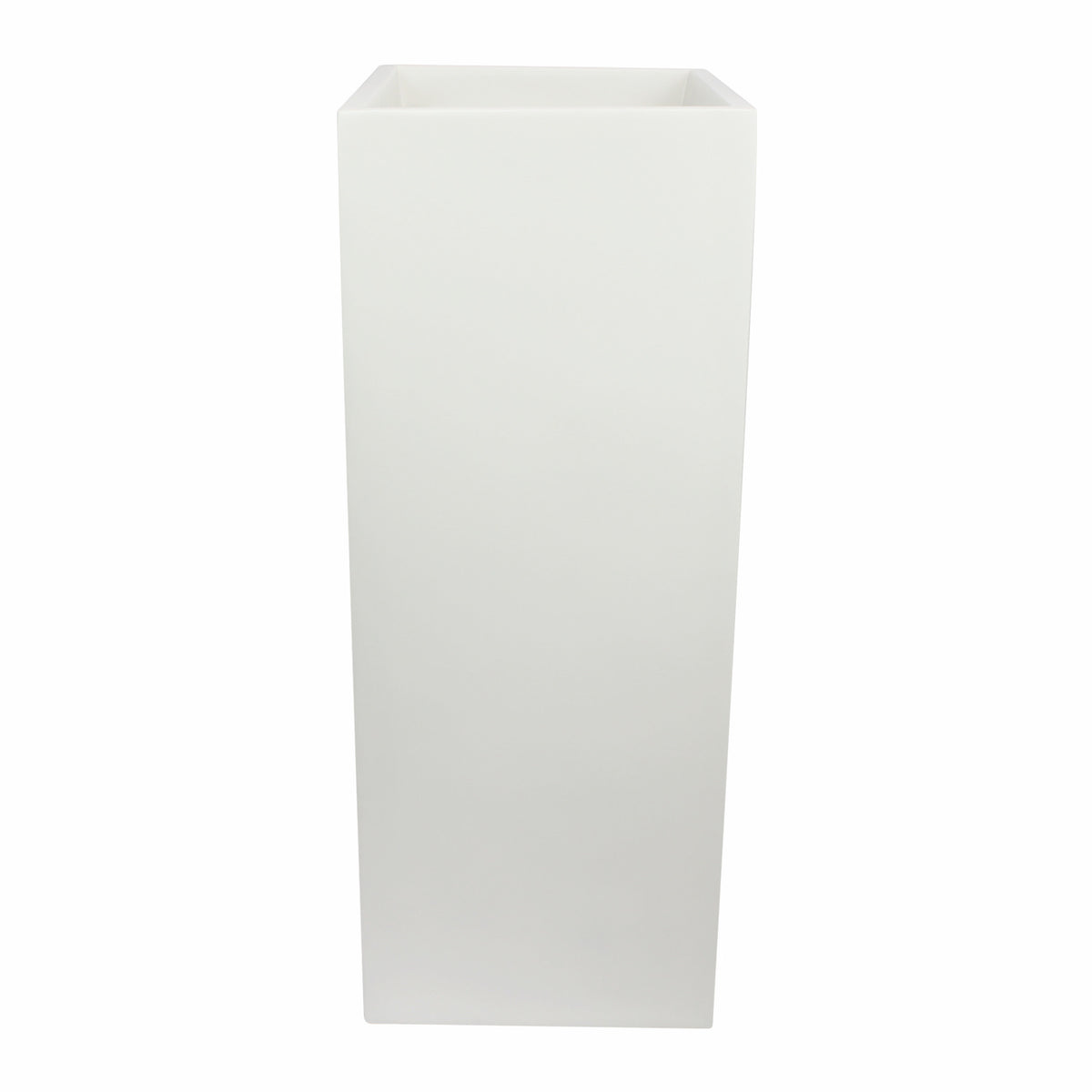 White Belvedere Tall Square Cube Fiberglass Planter Box 